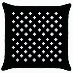 Swiss Cross Pattern Throw Pillow Case (black) by Valentinaart