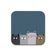 Cute Cats Rubber Coaster (square)  by Valentinaart