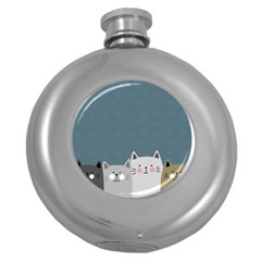 Cute Cats Round Hip Flask (5 Oz) by Valentinaart