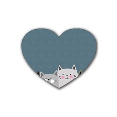 Cute Cats Rubber Coaster (heart)  by Valentinaart