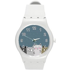 Cute Cats Round Plastic Sport Watch (m) by Valentinaart