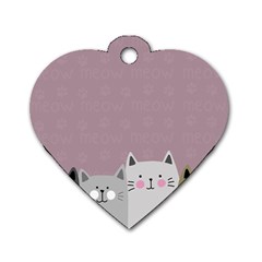 Cute Cats Dog Tag Heart (one Side) by Valentinaart