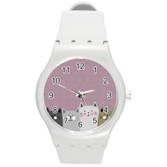 Cute Cats Round Plastic Sport Watch (m) by Valentinaart