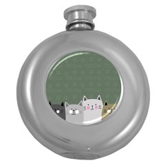 Cute Cats Round Hip Flask (5 Oz) by Valentinaart