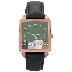 Cute Cats Rose Gold Leather Watch  by Valentinaart