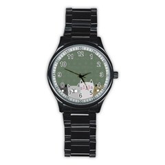 Cute Cats Stainless Steel Round Watch by Valentinaart