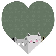 Cute Cats Wooden Puzzle Heart