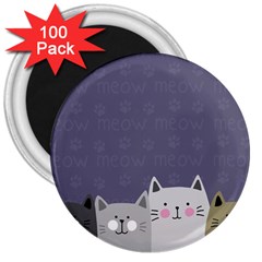 Cute Cats 3  Magnets (100 Pack) by Valentinaart