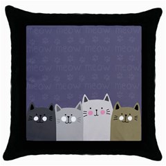 Cute Cats Throw Pillow Case (black) by Valentinaart