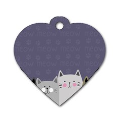 Cute Cats Dog Tag Heart (one Side) by Valentinaart