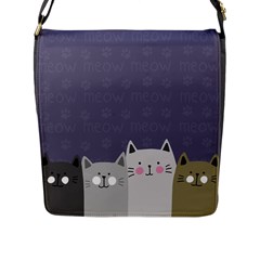 Cute Cats Flap Closure Messenger Bag (l) by Valentinaart