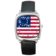 Betsy Ross Flag Square Metal Watch by Valentinaart