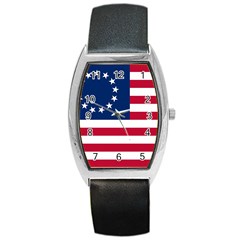 Betsy Ross Flag Barrel Style Metal Watch by Valentinaart