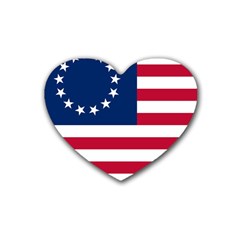 Betsy Ross Flag Rubber Coaster (heart)  by Valentinaart