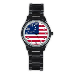 Betsy Ross Flag Stainless Steel Round Watch by Valentinaart