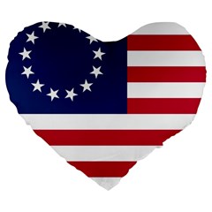 Betsy Ross Flag Large 19  Premium Flano Heart Shape Cushions