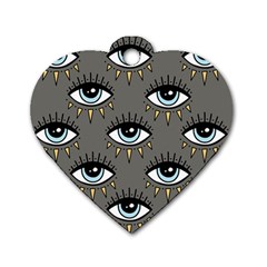 Eyes Pattern Dog Tag Heart (one Side) by Valentinaart