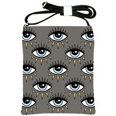 Eyes Pattern Shoulder Sling Bag by Valentinaart