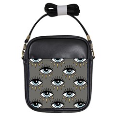 Eyes Pattern Girls Sling Bag by Valentinaart