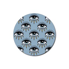 Eyes Pattern Rubber Coaster (round)  by Valentinaart