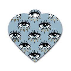 Eyes Pattern Dog Tag Heart (one Side) by Valentinaart