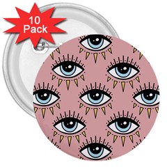 Eyes Pattern 3  Buttons (10 Pack)  by Valentinaart