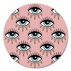 Eyes Pattern Magnet 5  (round) by Valentinaart