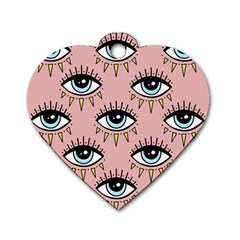 Eyes Pattern Dog Tag Heart (two Sides) by Valentinaart