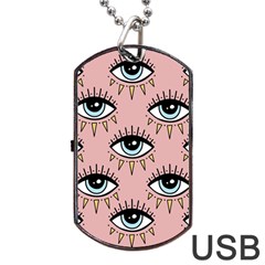 Eyes Pattern Dog Tag Usb Flash (two Sides) by Valentinaart