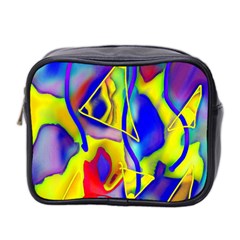 Yellow Triangles Abstract Mini Toiletries Bag (two Sides) by bloomingvinedesign