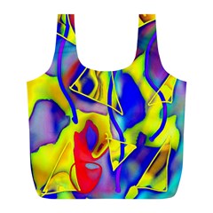 Yellow Triangles Abstract Full Print Recycle Bag (l)