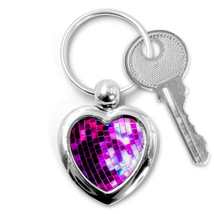 Purple Disco Ball Key Chain (Heart)