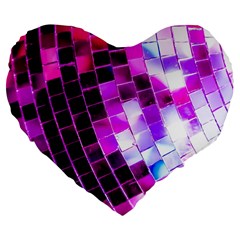 Purple Disco Ball Large 19  Premium Flano Heart Shape Cushions by essentialimage