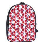 Red Flowers Blue Vines School Bag (Large) Front