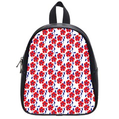 Red Flowers Blue Vines School Bag (small) by bloomingvinedesign