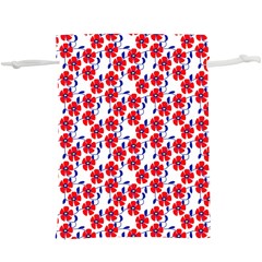 Red Flowers Blue Vines  Lightweight Drawstring Pouch (xl) by bloomingvinedesign