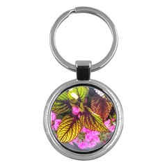 Coleus & Petunia Key Chain (round) by Riverwoman