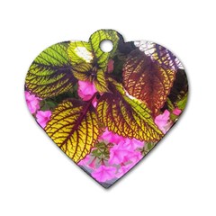 Coleus & Petunia Dog Tag Heart (one Side) by Riverwoman