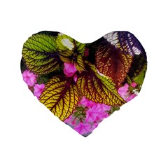 Coleus & Petunia Standard 16  Premium Heart Shape Cushions by Riverwoman