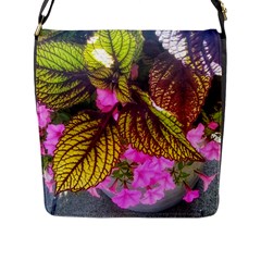 Coleus & Petunia Flap Closure Messenger Bag (l) by Riverwoman