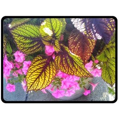 Coleus & Petunia Double Sided Fleece Blanket (large)  by Riverwoman