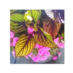 Coleus & Petunia Small Satin Scarf (square) by Riverwoman