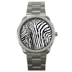 Vector Zebra Stripes Seamless Pattern Sport Metal Watch by Vaneshart