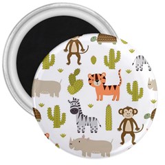 Cute Safari Animals Seamless Pattern 3  Magnets by Vaneshart