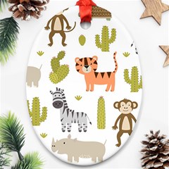 Cute Safari Animals Seamless Pattern Ornament (oval) by Vaneshart