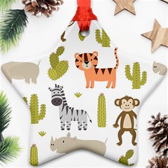 Cute Safari Animals Seamless Pattern Ornament (star) by Vaneshart