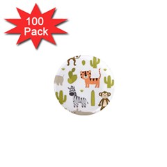 Cute Safari Animals Seamless Pattern 1  Mini Magnets (100 Pack)  by Vaneshart