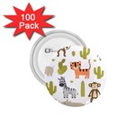 Cute Safari Animals Seamless Pattern 1.75  Buttons (100 pack)  Front