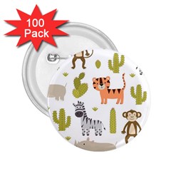 Cute Safari Animals Seamless Pattern 2 25  Buttons (100 Pack)  by Vaneshart