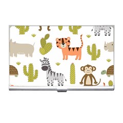 Cute Safari Animals Seamless Pattern Business Card Holder by Vaneshart